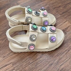 Kurt Geiger Beige Sandals with Gem Accents